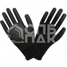 Перчатки нейлоновые с полиуретановым покрытием ладони и пальцев Черные